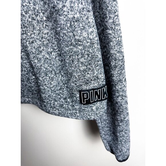 Victoria's Secret Pink Drawstring Hem Hooded Pullover Sweatshirt Cropped Gray L - Picture 2 of 7